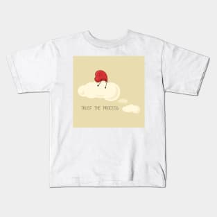 Cartoon heart lying on a cloud with inspirational quote Trust the process Kids T-Shirt